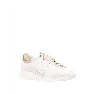 NEW SALVATORE FERRAGAMO women's gancini low-top sneakers in white
